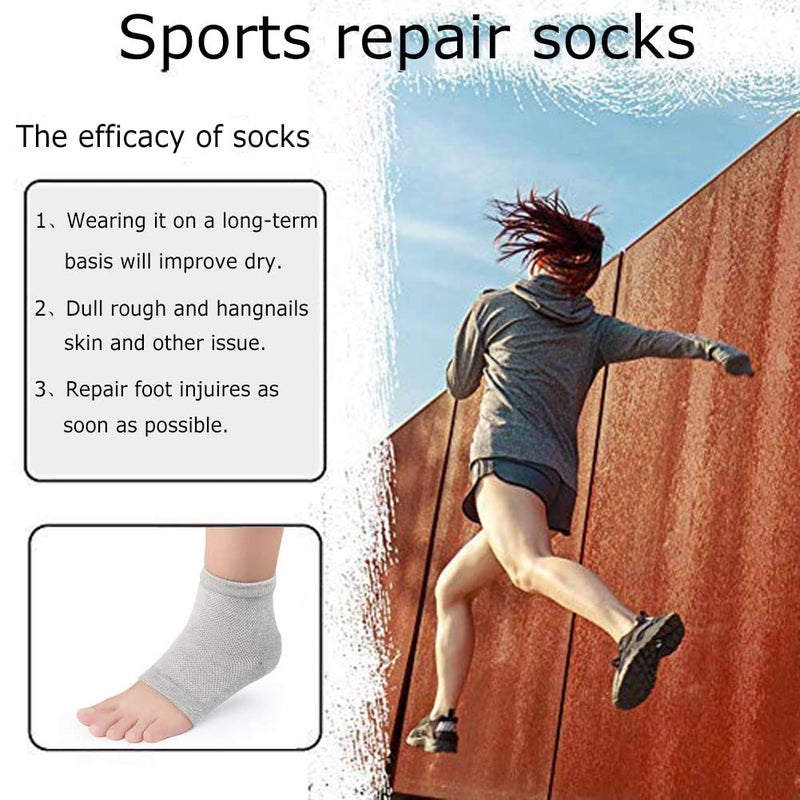 CGBOOM 3 Pairs Moisturizing Gel Heel Socks  Vented Unisex Toeless Spa Sock for Foot Care Treatment  Cracked Heels  Dry Feet  Foot Calluses (Gray  Green  Pink) - Image 5